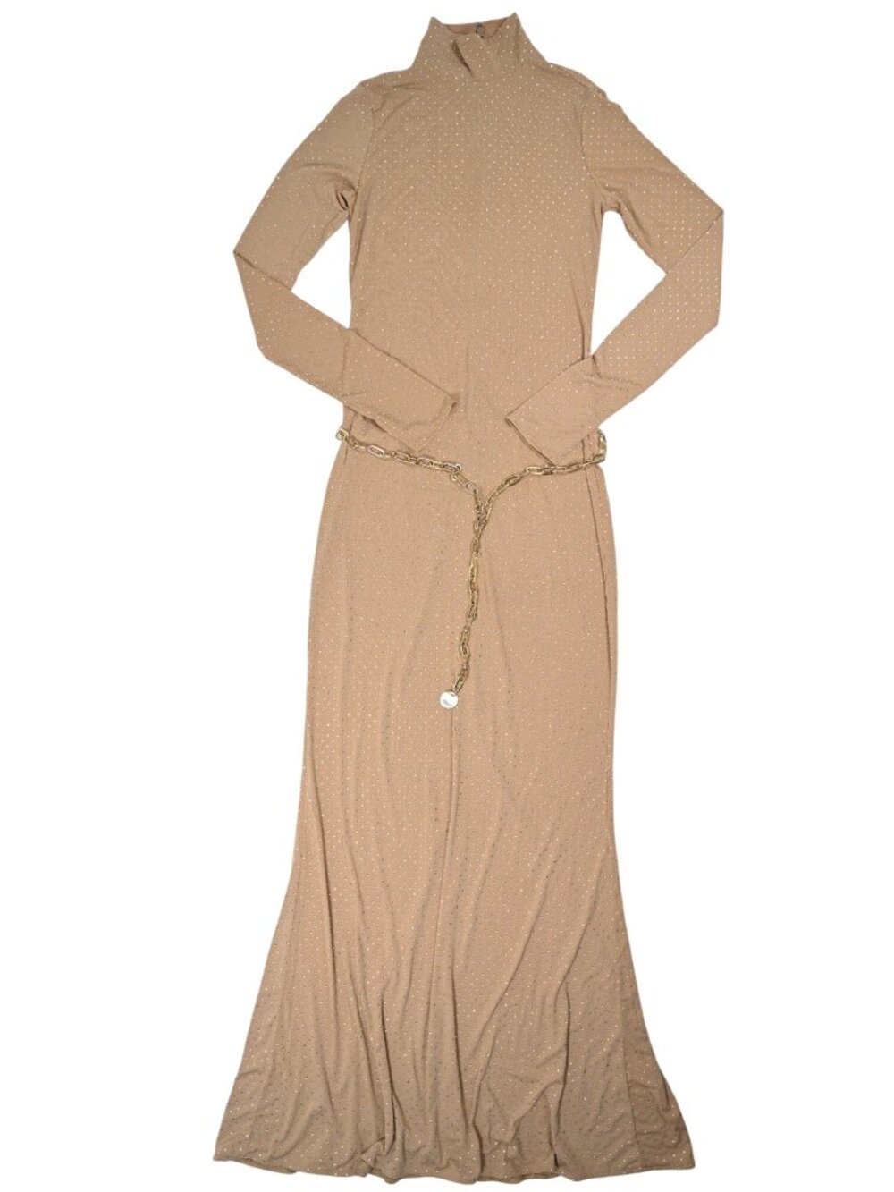 Show Me Your Mumu All Out Maxi Dress in Taupe Rhinestone Stretch